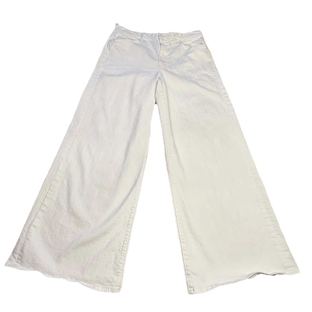 FLAW Mother The Undercover Wide Leg Jeans Women's Size 34 White High Rise Denim